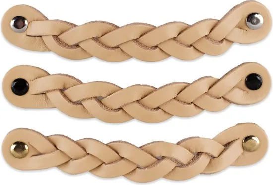Leren handgrepen - Naturel - 6 stuks - Gevlochten - 16,5 x 2,5 cm - incl. 3 kleuren schroeven - Handgrepen leer thumbnail 7