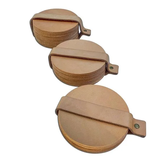 Brute Strength - Onderzetters voor glazen - Leer - Naturel - Rond - 6 stuks - Leren onderzetters thumbnail 7
