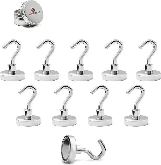 Brute Strength - Super sterke magnetische ophanghaakjes - 32 mm - 10 stuks - Ophanghaken - Magneet haakjes - Haak magneten - Afbeelding 1