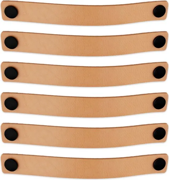 Leren handgrepen - Naturel - 12 stuks - 25 x 3 cm - incl. 3 kleuren schroeven - Handgrepen leer - Leren meubelgreep - Afbeelding 1