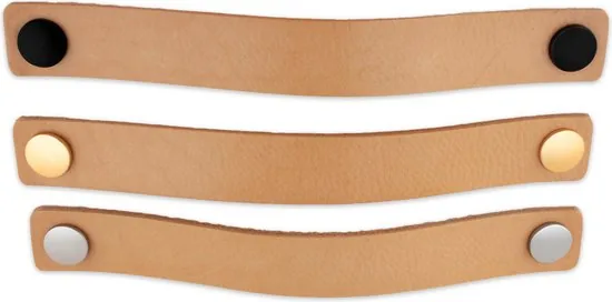 Leren handgrepen - Naturel - 12 stuks - 25 x 3 cm - incl. 3 kleuren schroeven - Handgrepen leer - Leren meubelgreep thumbnail 7