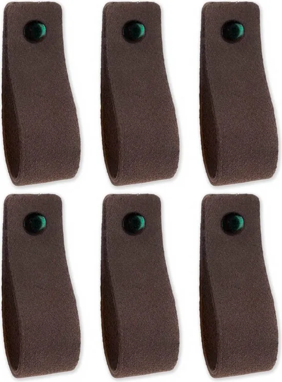 Leren handgrepen van zacht suede - Grijs - 12 stuks - 16,5 x 2,5 cm - incl. 3 kleuren schroeven - Handgrepen leer - Leren meubelgreep thumbnail 4