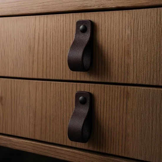 Leren handgrepen - Bruin - 6 stuks - 16,5 x 2,5 cm - incl. 3 kleuren schroeven - Handgrepen leer - Leren meubelgreep thumbnail 13