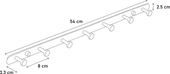 Brute Strength - RVS Kapstok 7 - haaks - 54 cm - Mat Zwart - Wandkapstok - Hangende Design Muurkapstok thumbnail 7