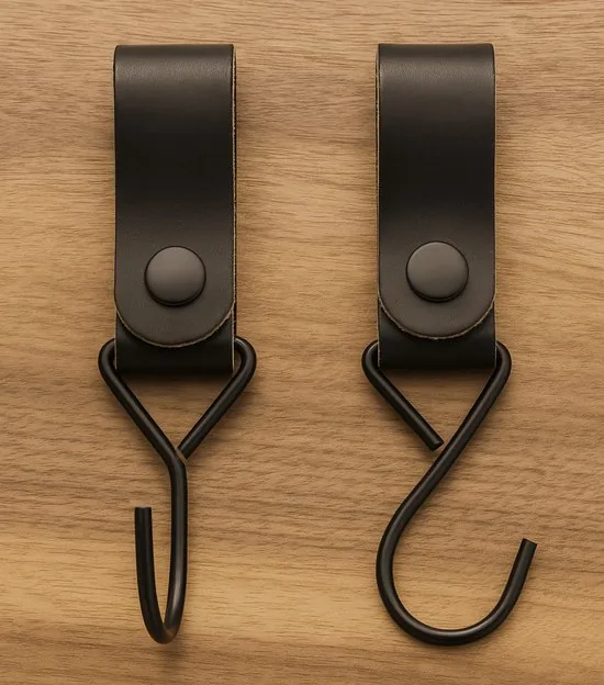 Brute Strength - Multifunctionele Haak Met Lederen Lus - Zwart - 12X - Kapstokhaak - Kampeerhaak - Leer thumbnail 7