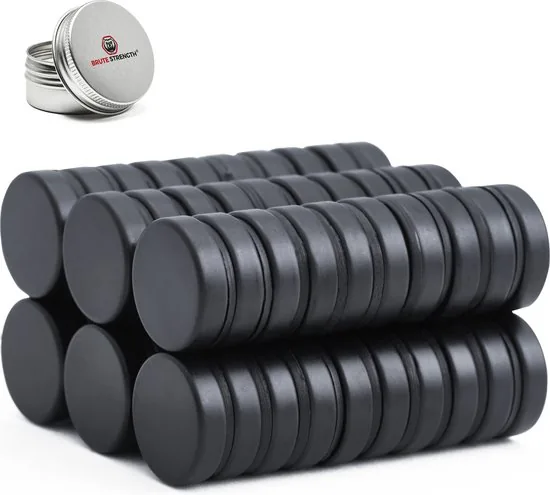 Brute Strength - Super sterke magneten - Rond - 20 x 5 mm - 60 Stuks - Zwart - Neodymium magneet sterk - Afbeelding 1