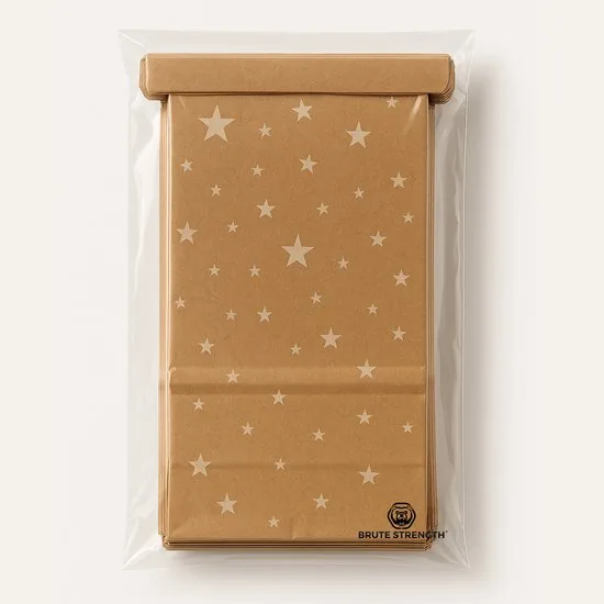 20 x Papieren uitdeelzakjes voor traktatie, verjaardag, kantoor en bruiloft - wit sterrenpatroon - 17 x 9,5 x 5,5 cm thumbnail 3