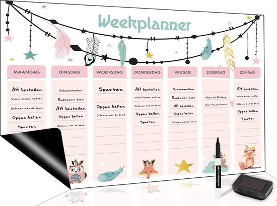 Brute Strength - Magnetisch Weekplanner whiteboard (30) - A3 - Planbord - Dagplanner kind - To Do Planner kinderen - Afbeelding 1