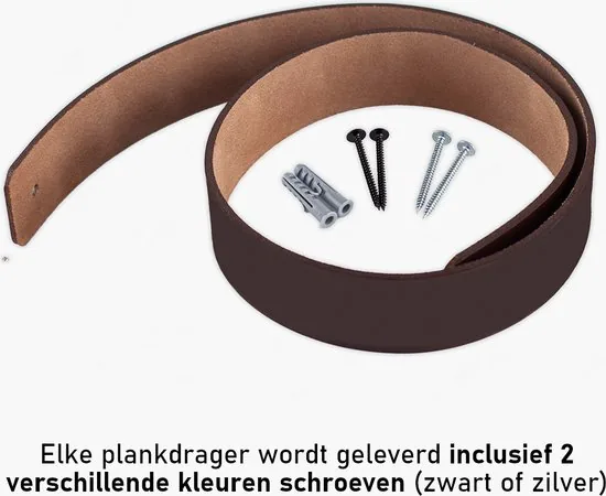 Leren plankdragers - Bruin - 2 stuks - Echt leer - Bruine plankendragers - Wandplank industrieel - Legplankdrager thumbnail 5