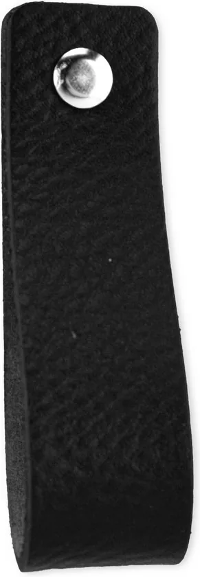 Leren handgrepen - Zwart - 6 stuks - 20,0 x 2,5 cm - Handgreep zwart - Handgrepen leer - Leren meubelgreep thumbnail 5