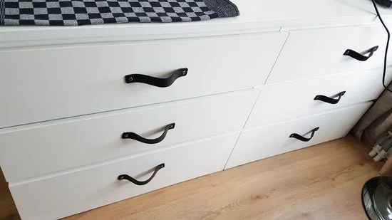 Leren handgrepen - Zwart - 6 stuks - 20,0 x 2,5 cm - Handgreep zwart - Handgrepen leer - Leren meubelgreep thumbnail 8