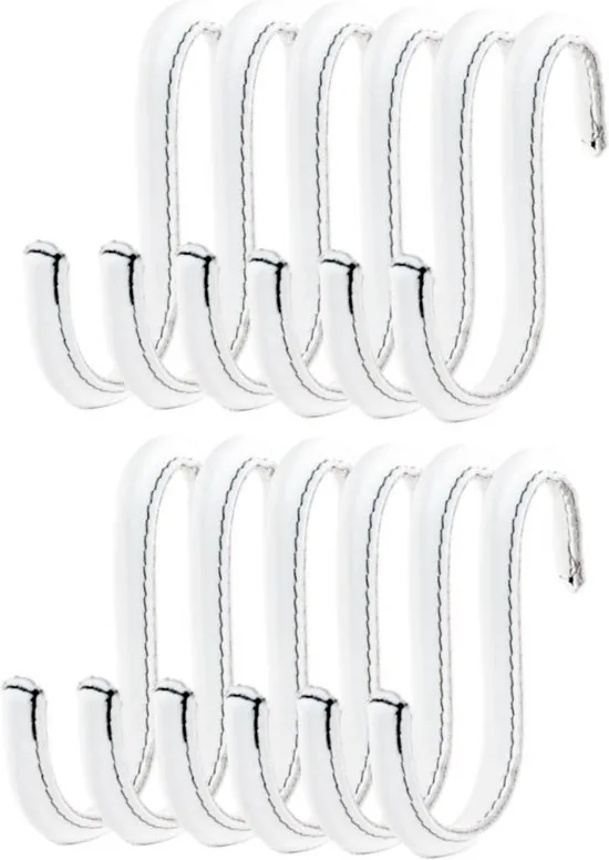 Brute Strength - Leren S-haken - Wit - 12 stuks - Kledinghaak - Leer - Afbeelding 1