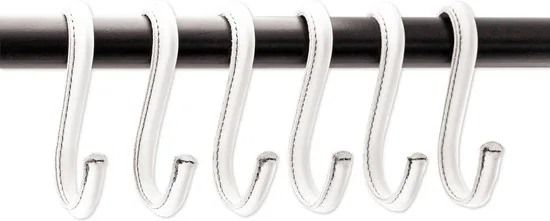 Brute Strength - Leren S-haken - Wit - 12 stuks - Kledinghaak - Leer thumbnail 6