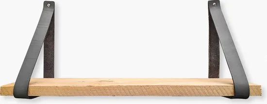 Leren plankdragers - Grijs - 2 stuks - Echt leer - Grijze plankendragers thumbnail 3