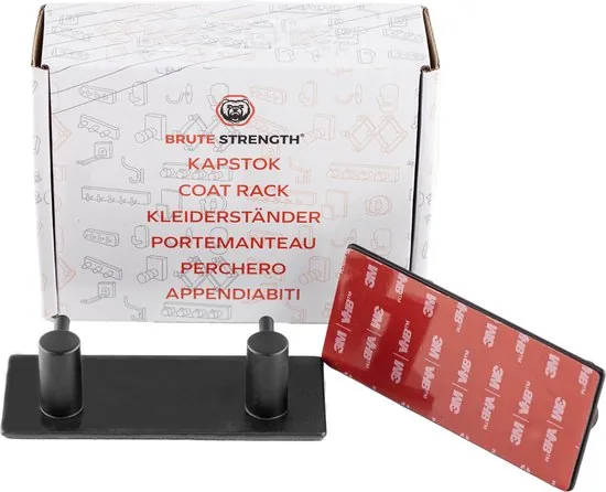 Brute Strength - RVS Handdoekhaak 2 haaks - Set van 2 Stuks - Zelfklevend zonder Boren - Zwart Vierkant - Badjas Theedoek Hanger Keuken Badkamer Handdoek Haakjes thumbnail 4