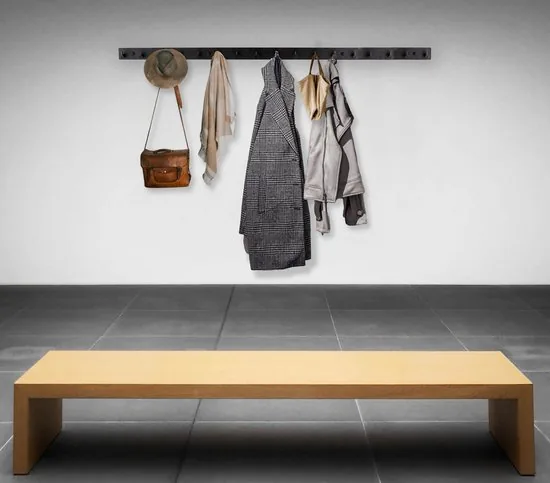 Brute Strength - RVS Lange Kapstok 17 - haaks - 116 cm - Mat Zwart - Wandkapstok - Hangende Design Muurkapstok thumbnail 3