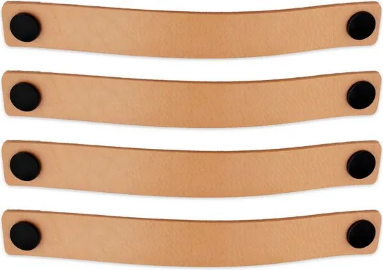 Leren handgrepen - Naturel - 4 stuks - 25 x 3 cm - incl. 3 kleuren schroeven - Handgrepen leer - Leren meubelgreep - Afbeelding 1