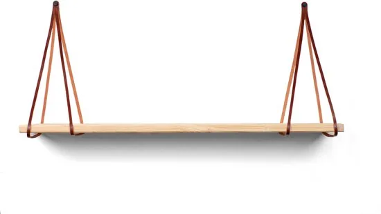 Leren plankdragers gesplitste draden - Cognac - 6 stuks - Echt lederen planken dragers thumbnail 6