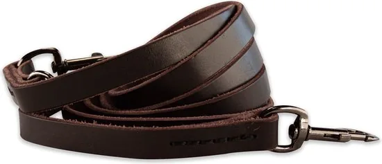 Multifunctionele Hondenriem - 220cm - Bruin met zwart - leren hondenriem - 100% volnerfleer thumbnail 3