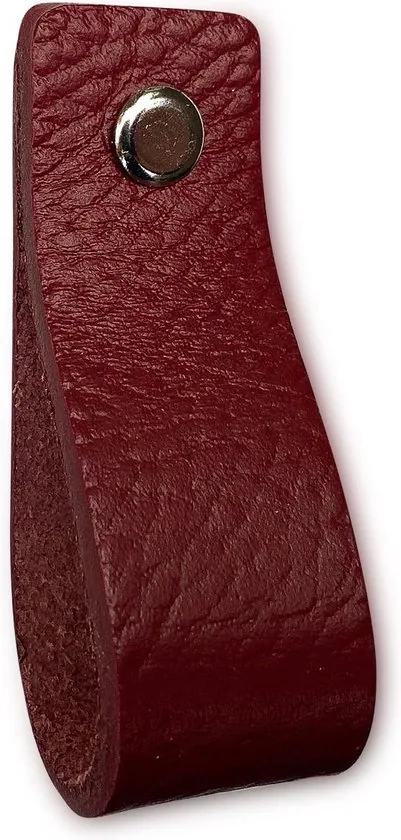 Leren handgrepen - Bordeaux Rood - 6 stuks - 16,5 x 2,5 cm - incl. 3 kleuren schroeven - Handgrepen kast leer - Leren meubelgreep thumbnail 4