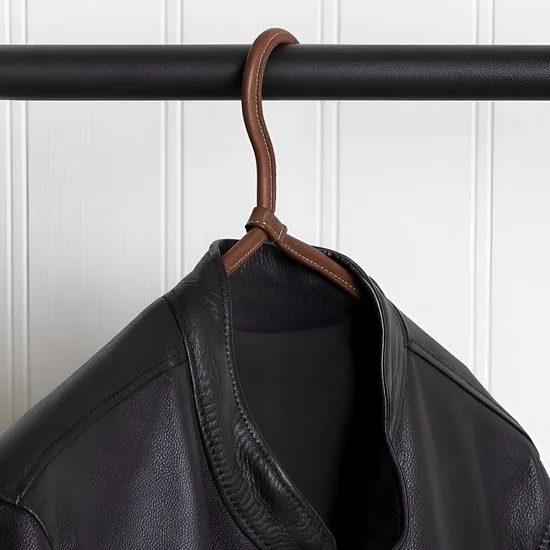 Brute Strength - Luxe leren kleerhanger - 6 stuks - Cognac - Luxe kledinghanger thumbnail 9