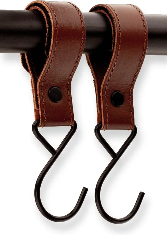 Brute Strength - Multifunctionele klittenband haak - Cognac - 2 stuks - Tassenhaak - Stroller straps - Buggy haak thumbnail 7