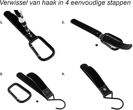 Brute Strength - Multifunctionele klittenband haak - Cognac - 2 stuks - Tassenhaak - Stroller straps - Buggy haak thumbnail 8