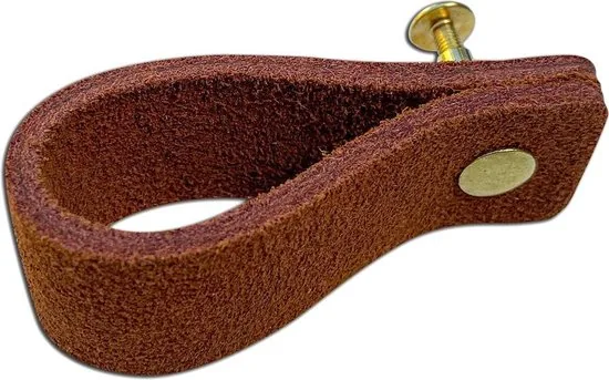 Leren handgrepen van zacht suede - Cognac - 4 stuks - 16,5 x 2,5 cm - incl. 3 kleuren schroeven - Handgrepen leer - Leren meubelgreep thumbnail 5