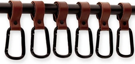 Brute Strength - Multifunctionele klittenband haak - Cognac - 6 stuks - Tassenhaak - Stroller straps - Buggy haak - Afbeelding 1