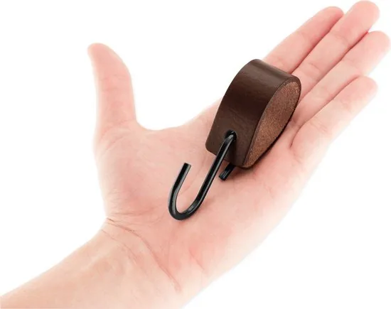 Brute Strength - Leren S-haak hangers - Bruin - 24 stuks - 12,5 x 2,5 cm - Zwart zilver - Leer thumbnail 6