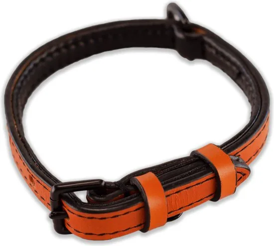 Brute Strength - Luxe leren halsband hond - Oranje - S - (26 - 33 cm) x 1,5cm thumbnail 3