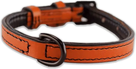 Brute Strength - Luxe leren halsband hond - Oranje - S - (26 - 33 cm) x 1,5cm thumbnail 6