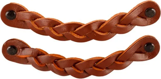 Leren handgrepen - Cognac - 6 stuks - Gevlochten - 16,5 x 2,5 cm - incl. 3 kleuren schroeven - Handgrepen leer thumbnail 5