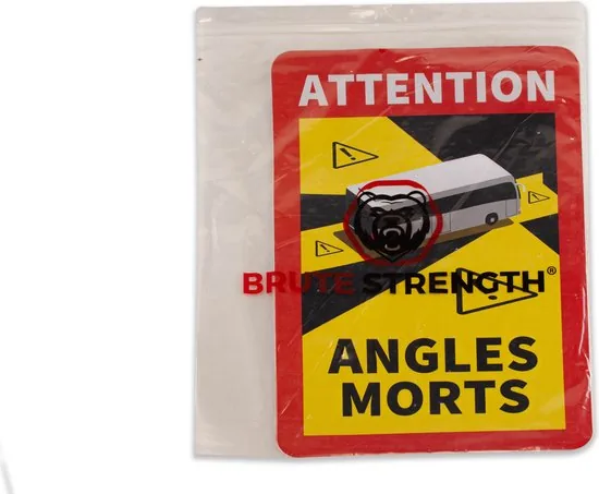 Brute Strength - Voordeelset 3 Magneet Stickers Dode Hoek Frankrijk - Bus - Camper - Attention Angles Morts - Duurzame Kwaliteit - Formaat 17 x 25 cm thumbnail 3