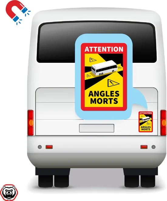 Brute Strength - Voordeelset 3 Magneet Stickers Dode Hoek Frankrijk - Bus - Camper - Attention Angles Morts - Duurzame Kwaliteit - Formaat 17 x 25 cm thumbnail 6