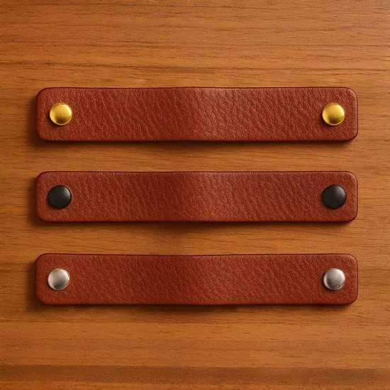 Leren handgrepen - Cognac - 24 stuks - 20,0 x 2,5 cm - incl. 3 kleuren schroeven - Handgrepen leer - Leren meubelgreep thumbnail 11