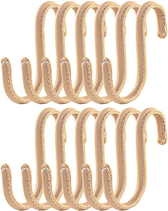Brute Strength - Leren S-haken - Naturel - 12 stuks - Kledinghaak - Leer - Afbeelding 1