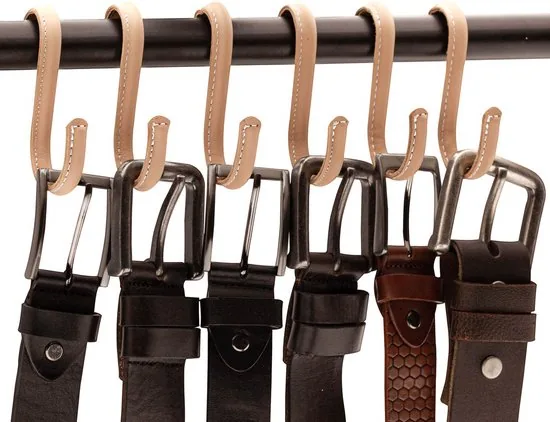 Brute Strength - Leren S-haken - Naturel - 12 stuks - Kledinghaak - Leer thumbnail 6