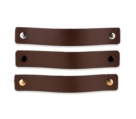 Leren handgrepen - Bruin - 2 stuks - 16,5 x 2,5 cm - incl. 3 kleuren schroeven - Handgrepen leer - Leren meubelgreep thumbnail 6