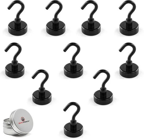 Brute Strength - Super sterke magnetische ophanghaakjes - Zwart - 20 mm - 10 stuks - Ophanghaken - Magneet haakjes sterk thumbnail 3