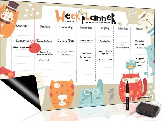 Brute Strength - Magnetisch Weekplanner whiteboard (39) - A3 - Planbord - Dagplanner kind - To Do Planner kinderen - Afbeelding 1