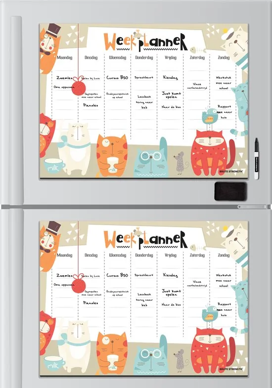 Brute Strength - Magnetisch Weekplanner whiteboard (39) - A3 - Planbord - Dagplanner kind - To Do Planner kinderen thumbnail 2