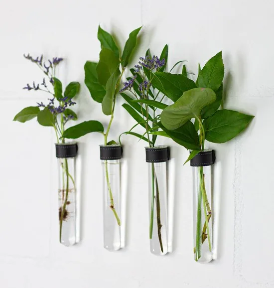 TWILG - Magnetische Muurvaasjes - Stek vaasjes - 6 Stuks - Glas - Zwart leer thumbnail 6