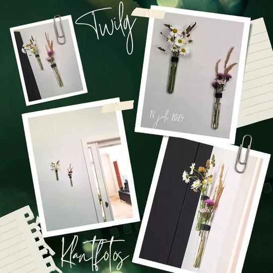 TWILG - Magnetische Muurvaasjes - Stek vaasjes - 6 Stuks - Glas - Zwart leer thumbnail 9