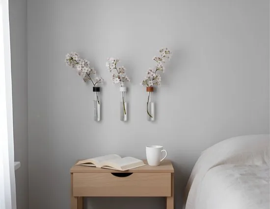 TWILG - Magnetische Muurvaasjes - Stek vaasjes - 6 Stuks - Glas - Zwart leer thumbnail 14