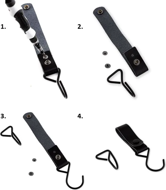 Brute Strength - Multifunctionele Haak Met Lederen Lus - Grijs - 2 stuks - Kapstokhaak - Kampeerhaak - Leer thumbnail 8