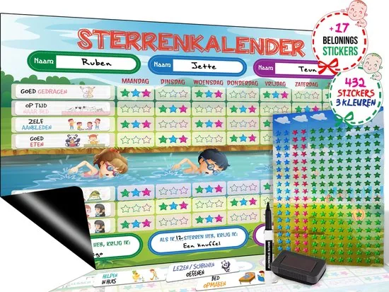 Brute Strength - Magnetisch Beloningssysteem (52) - A3 - Beloningskalender - Planborden - Weekplanner kind - Zindelijkheidstraining - Afbeelding 1