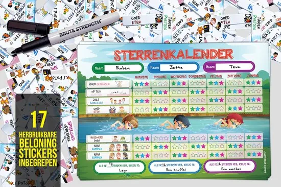 Brute Strength - Magnetisch Beloningssysteem (52) - A3 - Beloningskalender - Planborden - Weekplanner kind - Zindelijkheidstraining thumbnail 3