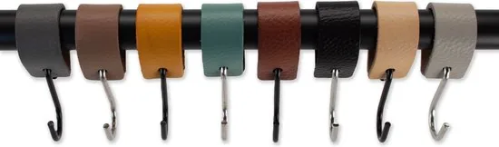 Brute Strength - Leren S-haak hangers - Bruin - 2 stuks - 12,5 x 2,5 cm - Zwart zilver - Leer thumbnail 6