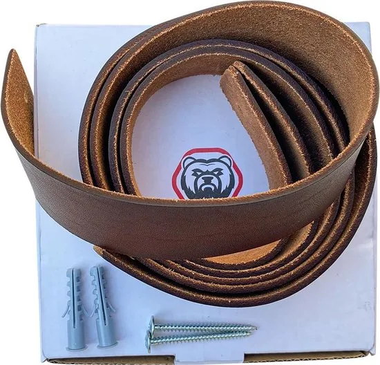 Leren plankdragers - Kastanje Bruin - 6 stuks - Echt lederen planken dragers - Wandplank industrieel - Legplankdrager - Schapdrager thumbnail 5